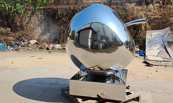 Large Polished Stainless Steel Outdoor Sculpture Fruit Apple