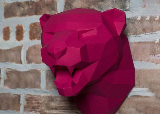Rose Painted Stainless Steel Leopard Sculpture 50cm Height