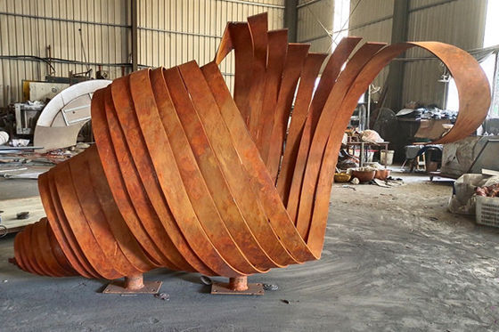 Giá tốt. Đồ trang trí sân vườn điêu khắc bằng thép Corten lớn ngoài trời dài 2,7m trực tuyến