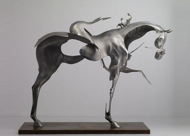 170cm Life Size Abstract Stainless Steel Horse Sculpture Brushed Finishing