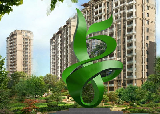 Giá tốt. Green Painted Đương đại Điêu khắc kim loại ngoài trời Tóm tắt cho tòa nhà trực tuyến