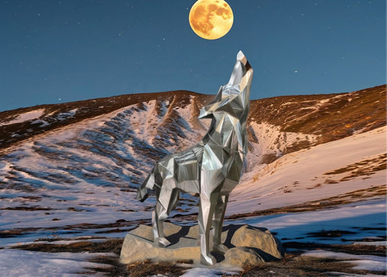 Giá tốt. Sculpture thép không gỉ nghệ thuật sói kỹ thuật hàn kim loại cho trang trí trực tuyến