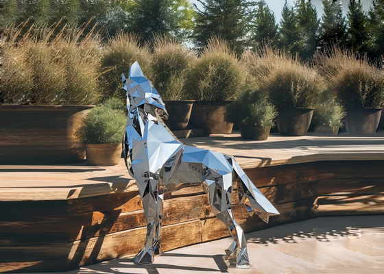 Modern Garden Decoration Large Stainless Steel Wolf Sculpture