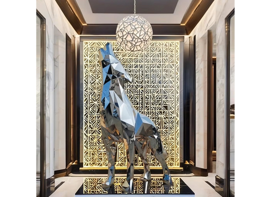 Modern Garden Decoration Large Stainless Steel Wolf Sculpture