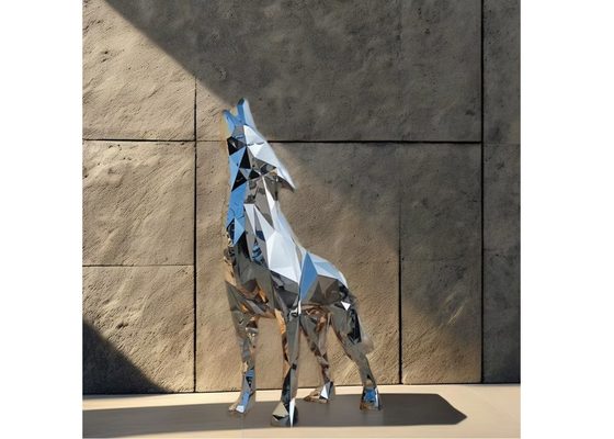 Modern Garden Decoration Large Stainless Steel Wolf Sculpture