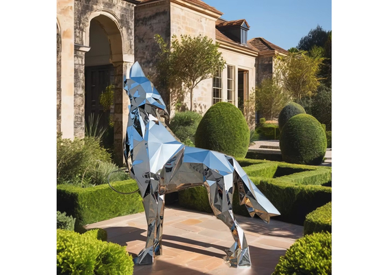 Modern Garden Decoration Large Stainless Steel Wolf Sculpture