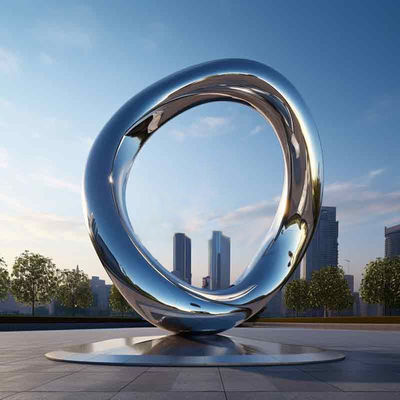 Giá tốt. Âm mỹ hiện đại Nghệ thuật kim loại Vòng điêu khắc vòng tròn không gỉ phản chiếu ngoài trời lớn trực tuyến