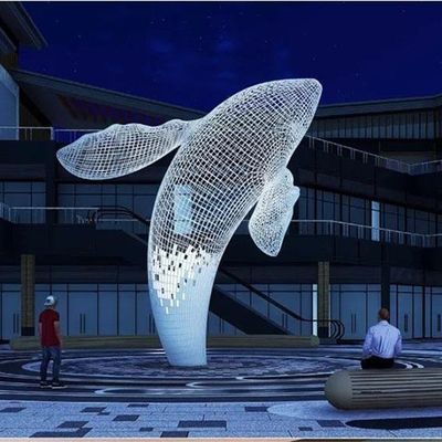 Giá tốt. Custom Public Outdoor Modern Decorative Steel Sculpture Metal Statue Cá voi trắng khổng lồ trực tuyến