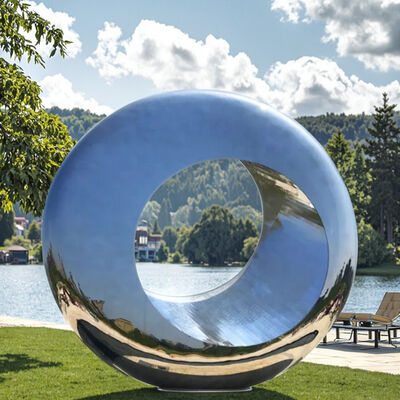 Giá tốt. Giant Urban Modern Landscape Mirror Polished Stainless Steel Ring Sculpture City Public Art Installation trực tuyến