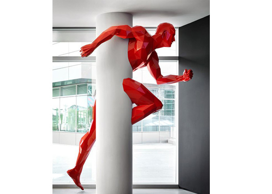 Giá tốt. Nghệ thuật hiện đại sơn lớn Hình học Running Man sợi thủy tinh Trang trí tường điêu khắc trực tuyến
