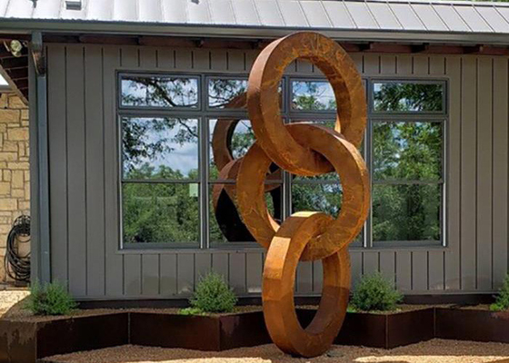 Giá tốt. Trang trí sân vườn ngoài trời Tác phẩm điêu khắc vòng tròn bằng thép Corten trực tuyến