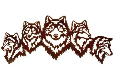 Giá tốt. Vivid Five Wolves Đương đại Tường điêu khắc kim loại Thiết kế phổ biến trực tuyến