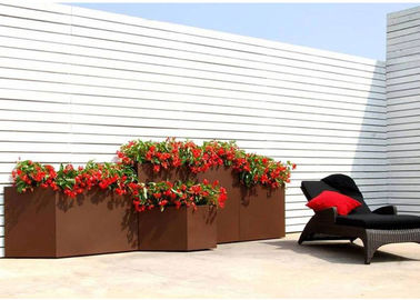 Giá tốt. Hình chữ nhật hiện đại Rusty Corten Steel Planter Chống ăn mòn Thiết kế cổ điển trực tuyến