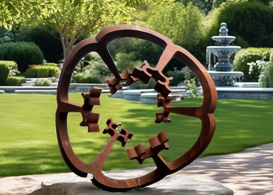 Khu vườn ngoài trời hàn Bức tượng thép kim loại rỉ sét hoa nghệ thuật kim loại trong Corten trang trí ngoài trời bền