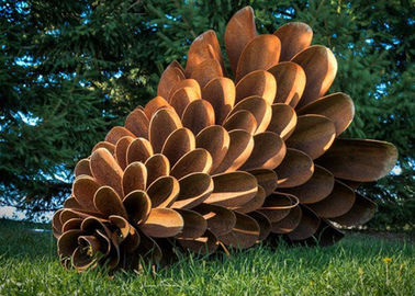 Giá tốt. Corten Steel Rusty Pine nón điêu khắc, điêu khắc cảnh quan kim loại hiện đại trực tuyến