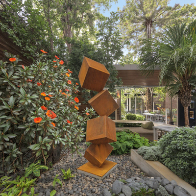 Giá tốt. Khu vườn ngoài trời hiện đại Cube Tower Sculptures Rusty Abstract Corten Thép kim loại thuật hàn trực tuyến