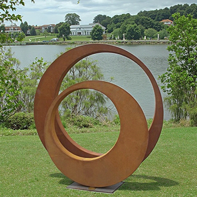 Custom Rusty Outdoor Garden Metal Art Corten Sculpture Vòng thép