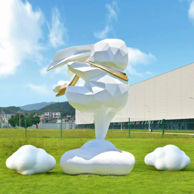 Giá tốt. Hình tượng thỏ hình học tốt nhất trên mây bằng sợi thủy tinh - 200cm H Outdoor Art trực tuyến