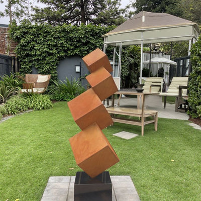 Giá tốt. Modern Outdoor Garden Decorative Rusted Corten Steel Tiered Cube Sculpture trực tuyến
