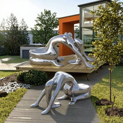 Mirror Stainless Steel Lady Art Sculpture Abstract Figurative Outdoor Indoor Decor