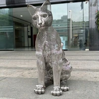 Giá tốt. Modern Art Cat Animal Decorative Metal Stainless Steel Sculpture Outdoor Large Statue Factory trực tuyến