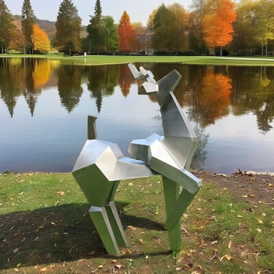 Giá tốt. Outdoor Geometric Deer Statue Modern Stainless Steel Yard Art Ornament trực tuyến
