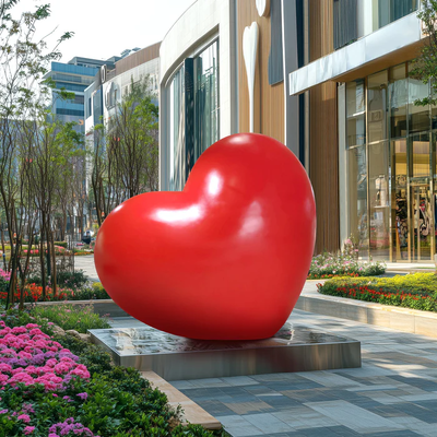 Custom Commercial Sculpture Red Fiberglass Heart Sculpture