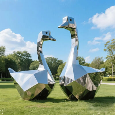 Thiết kế hồ bơi thủ công Sculpture vịt bằng thép không gỉ đánh bóng
