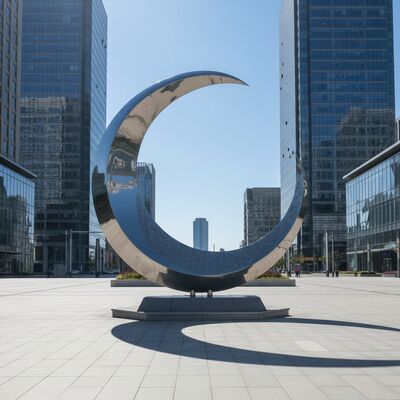 Giá tốt. Sculpture Lune Extérieure Personnalisée en Acier Inoxydable Poli Miroir Creux en Forme de Croissant pour la Décoration de Jardin Paysager et de Place trực tuyến