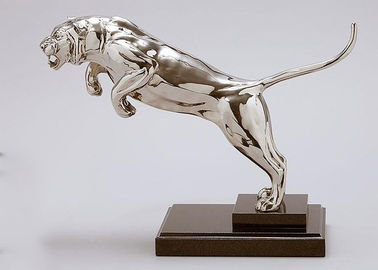 Kích thước cuộc sống được đánh bóng bằng thép không gỉ Điêu khắc kim loại Tiger Điêu khắc cho trang trí công cộng
