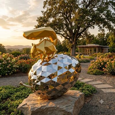 Giá tốt. Trang trí vườn Sculpture sóc bằng thép không gỉ vẽ hình học trực tuyến