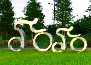 Life Size Thể thao Điêu khắc Thép không gỉ Đạp xe Điêu khắc Phong cách hiện đại
