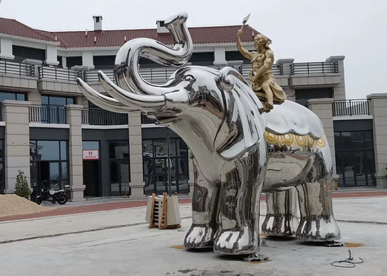 Kích thước cuộc sống Người đàn ông bằng đồng thau ngồi Tác phẩm điêu khắc voi bằng thép không gỉ