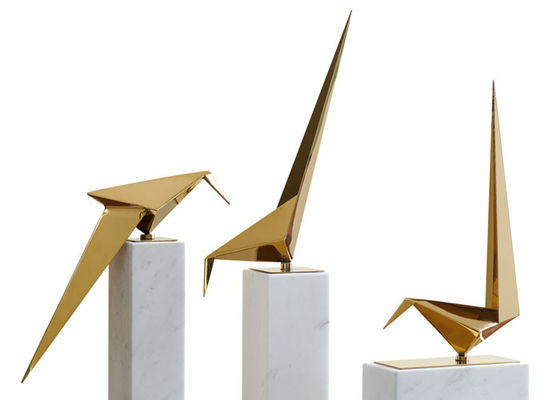 Tác phẩm điêu khắc cần cẩu Origami bằng thép không gỉ được đánh bóng để trang trí nội thất