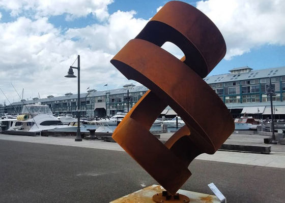 Tác phẩm điêu khắc bằng thép Corten trừu tượng lớn gỉ cho sân vườn