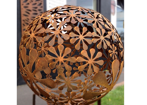 Tác phẩm điêu khắc bằng thép bóng Dia Corten 100cm hiện đại cho trang trí sân vườn